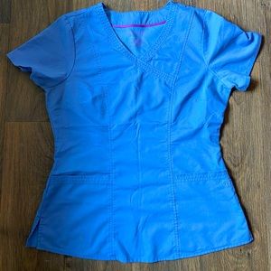 Purple Label Healing Hands Ciel Blue Scrub Top